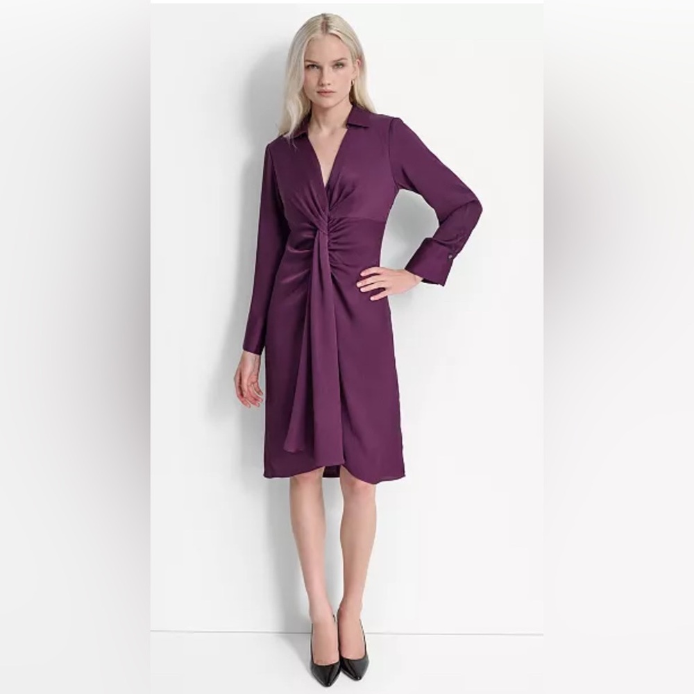 DKNY
Women's Twist-Front Long-Sleeve Midi Dress